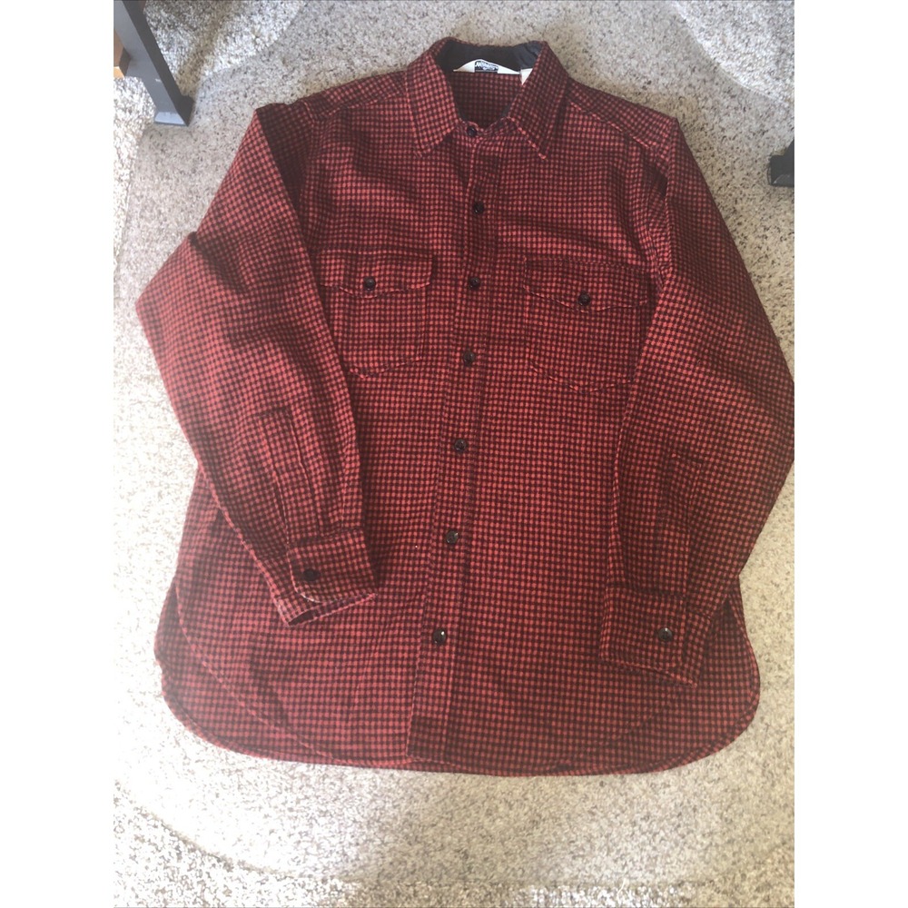 Vintage Woolrich Flannel Shirt Mens XL Red Plaid Button Up Warm